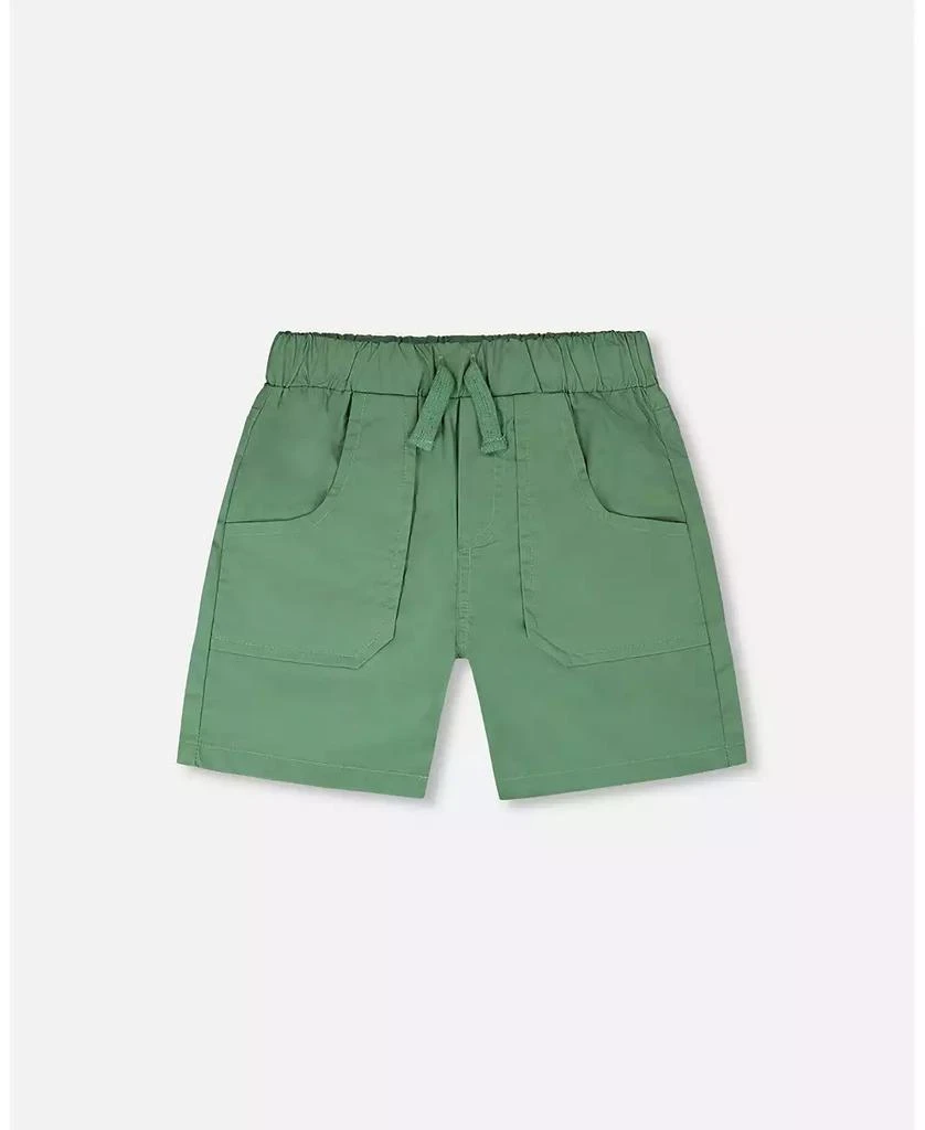 Deux par Deux Baby Boys Parachute Shorts with Patch Pockets Green