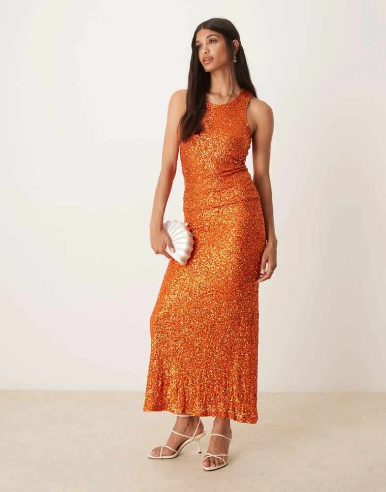 Never Fully Dressed Never Fully Dressed sequin tank top co-ord in rust 2