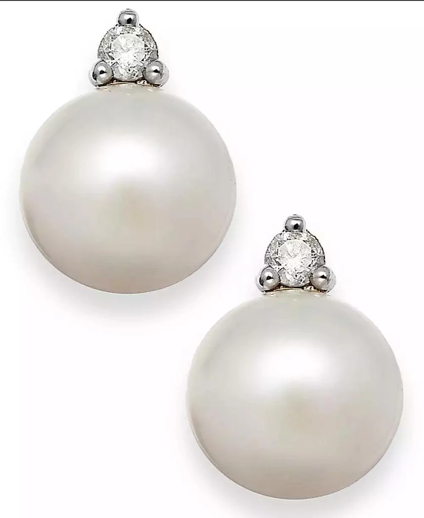Macy
s Akoya Pearl (7mm) and Diamond Accent Stud Earrings in 14k White Gold