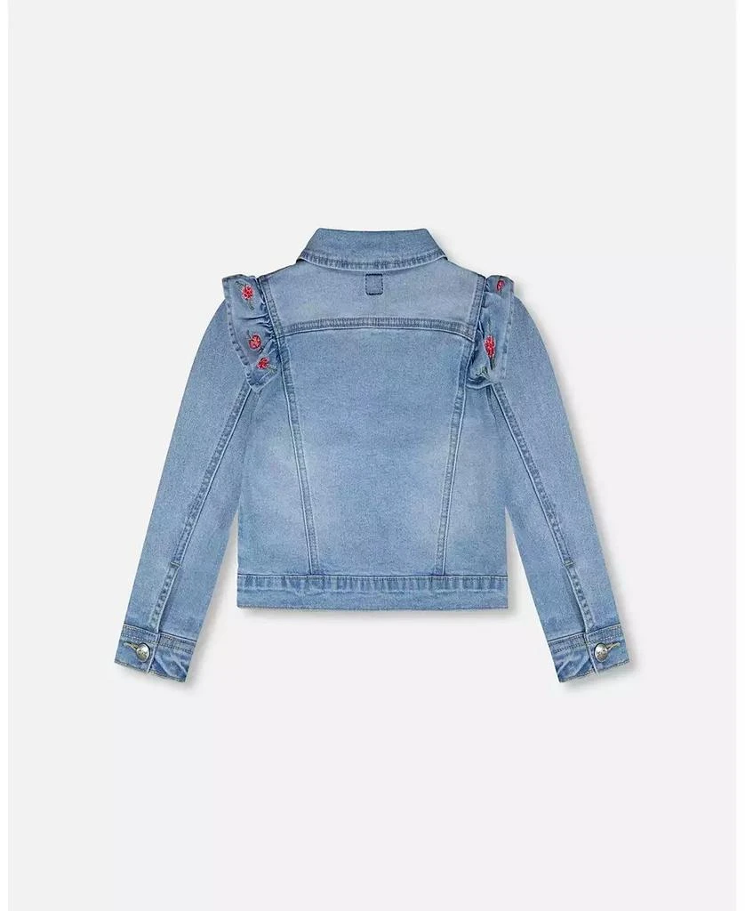 Deux par Deux Girl Light Blue Denim Jacket with Embroidery - Toddler|Child 4