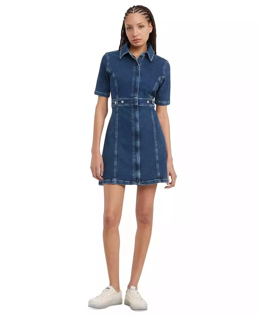 Tommy Jeans Women's Zip-Front Short-Sleeve Denim Dress 4