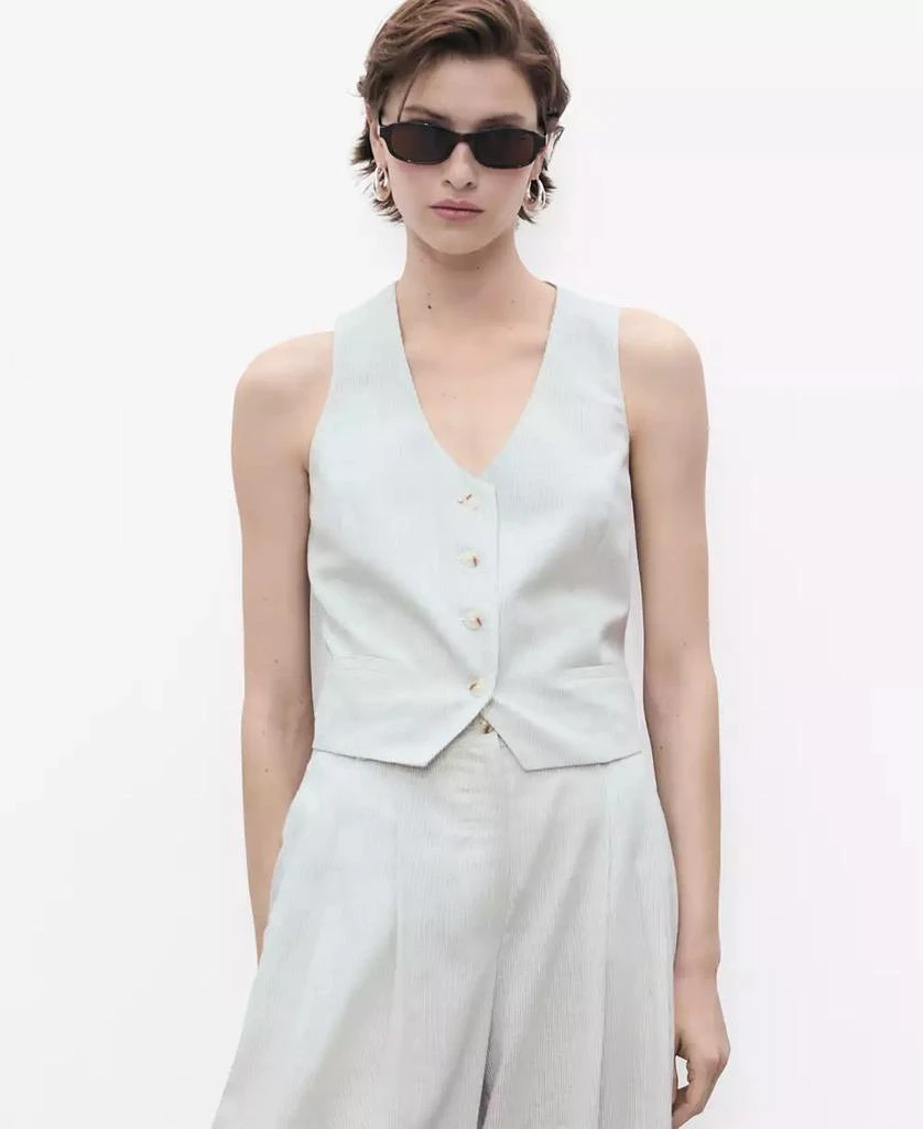 Mango Women's Linen-Blend Suit Vest 1