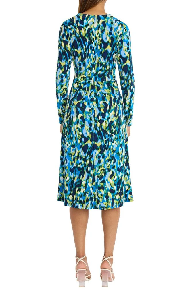 Maggy London Funnel Neck Long Sleeve Draped Waist Midi Dress 2