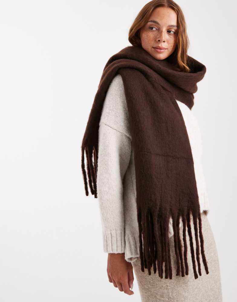 Glamorous Glamorous blanket scarf in chocolate brown