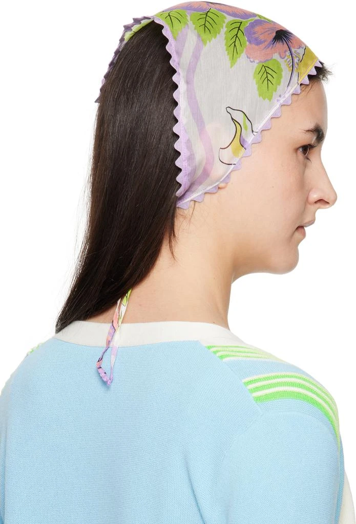 Anna Sui Purple & White Florida Silk Voile Headscarf 3