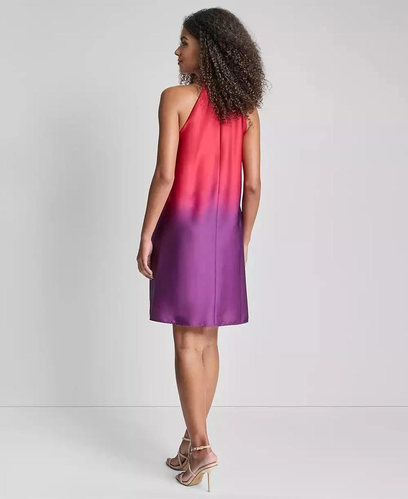 open lace back dress Dark Winter Electric Pink Sleeveless Tie-Neck Pleated Dress