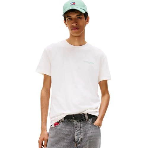 Tommy Hilfiger Tommy Jeans Men's Short Sleeve Cotton T-Shirts with Blurred Printed Back Graphic