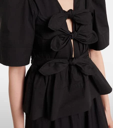 Ganni Bow-detail cotton-blend top 5