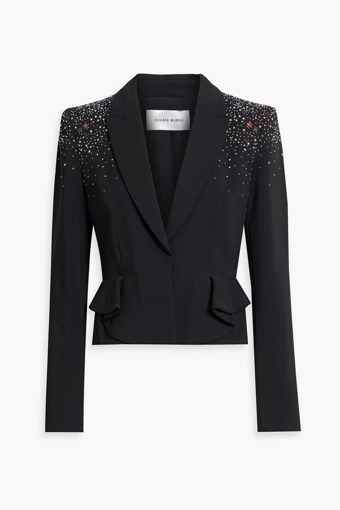 Zuhair Murad Crystal-embellished crepe peplum blazer