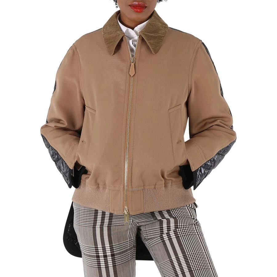 Burberry Ladies Biscuit Technical Wool Reconstructed Harrington Jacket 1