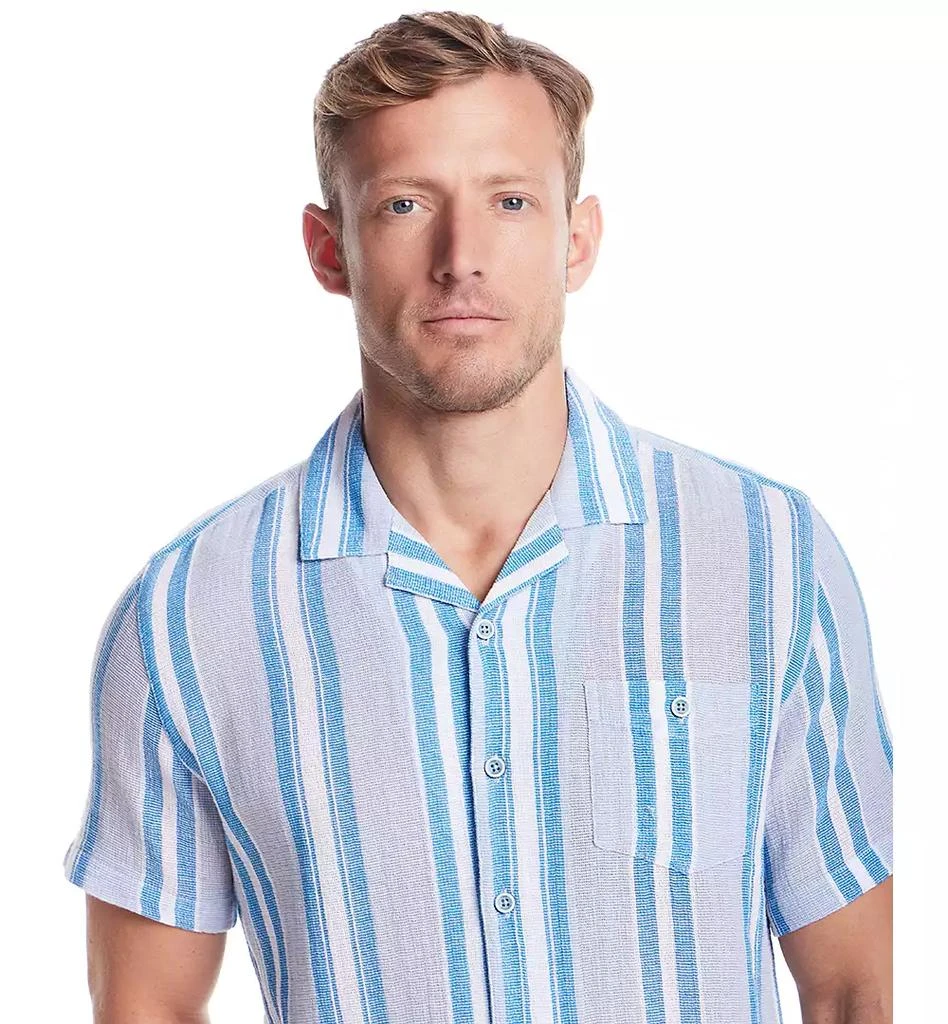 Weatherproof Vintage Men's Airtex Short Sleeve Striped Button-Front Camp Shirt 3