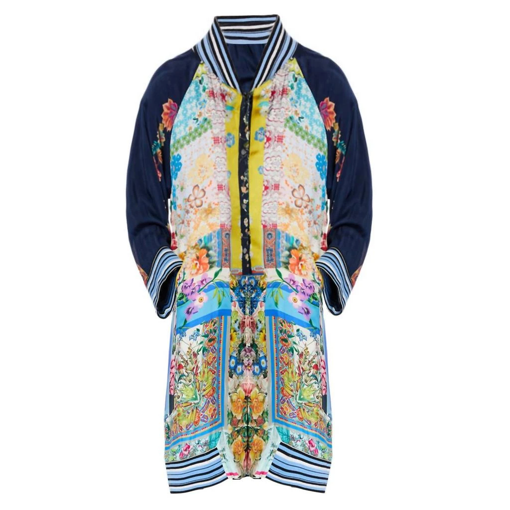 Johnny Was Reversible Long Fiori Silk Twill Kimono Coat In Multi 3