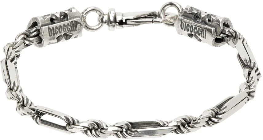 Emanuele Bicocchi Silver Figaro Rope Chain Bracelet 1