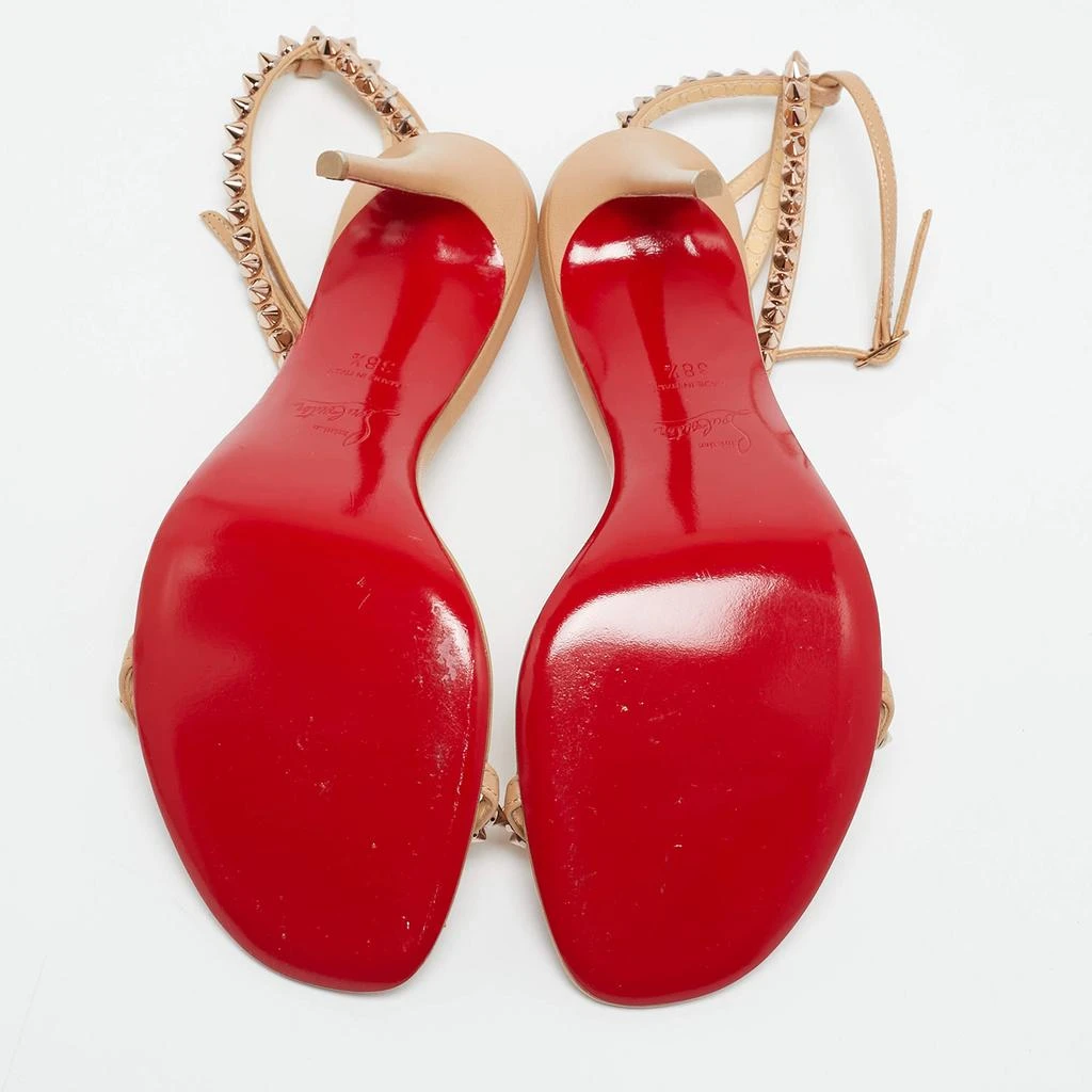Christian Louboutin Christian Louboutin Beige Leather Loubi Queen Ankle Strap Sandals Size 38.5 6