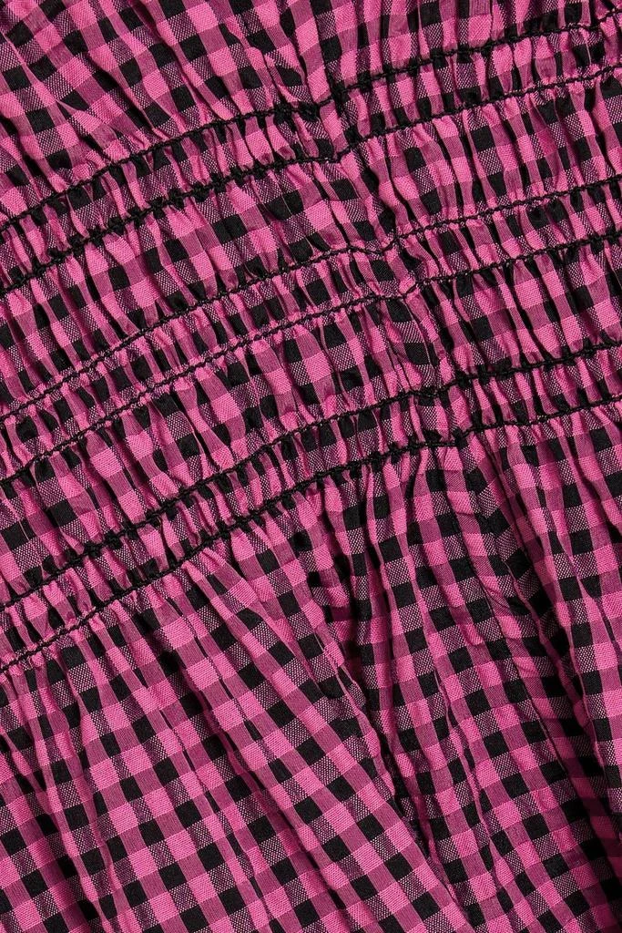 Ganni Shirred gingham seersucker midi dress 4