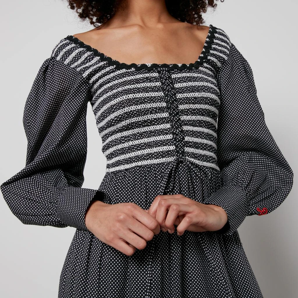 Damson Madder Hermione Shirred Polka Dot Poplin Midi Dres 4
