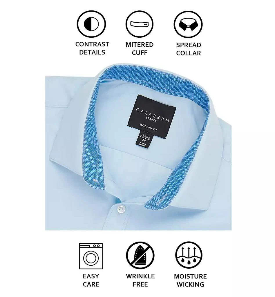 Calabrum Men's Regular Fit Solid Wrinkle Free Performance Dress Shirt 6