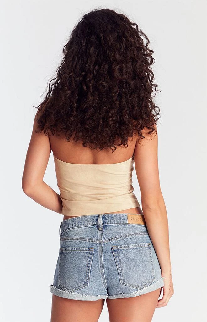 PacSun Light Indigo Raw Cut Denim Micro Shorts 4