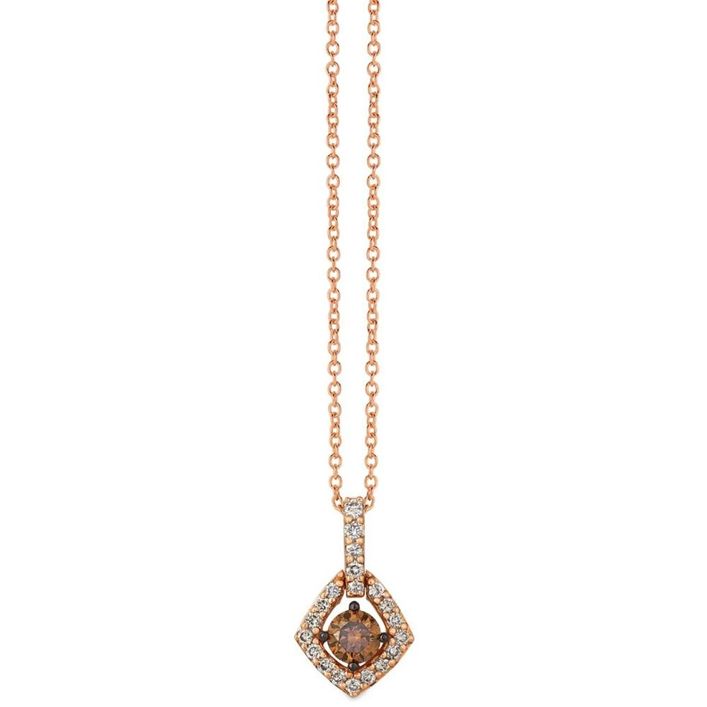 Le Vian Chocolate Diamond (1/3 ct. t.w.) & Nude Diamond (1/4 ct. t.w.) Geometric Halo 18" Pendant Necklace in 14k Rose Gold 1