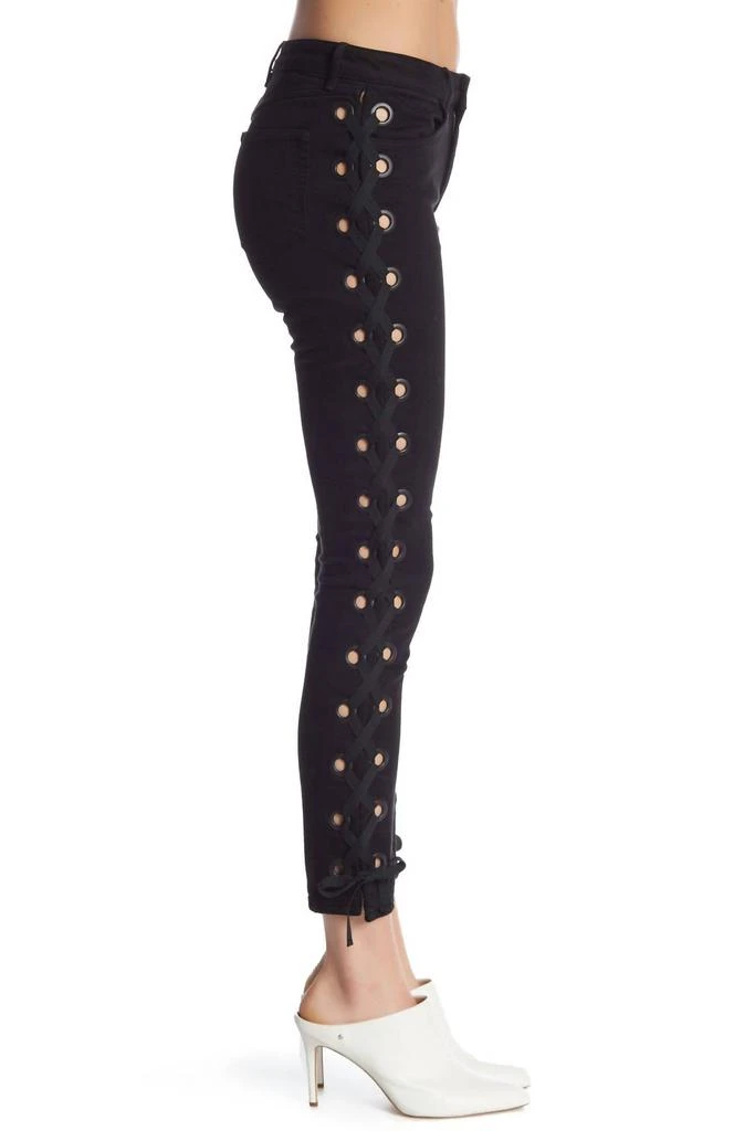 3 X 1 Women's Lacy W25 Midway Skinny Lace Up Jeans Cropped In Black 2