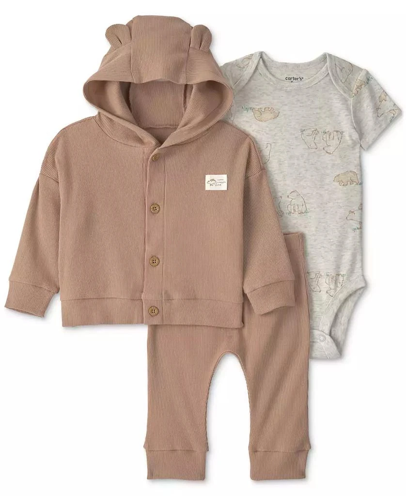Carter's Baby Boys' Bear Layering Bodysuit, Cardigan and Pants, 3-Piece Set