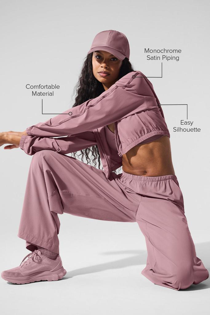 Alo Cropped Breezy Full-Zip Hoodie - Smoky Quartz