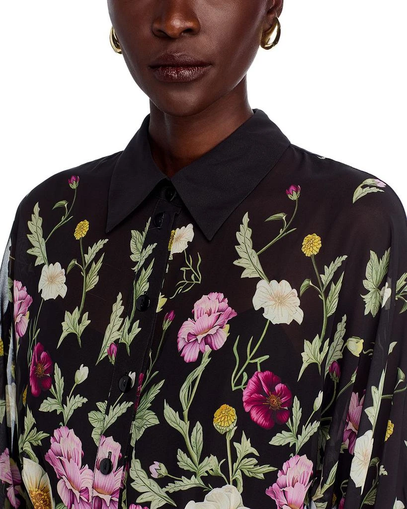 Teri Jon Chiffon Floral Print Shirt Waist Maxi Dress 3