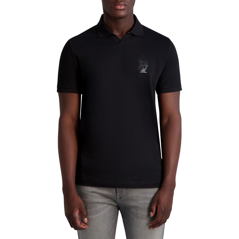 KARL LAGERFELD PARIS Men's Slim-Fit Printed Micro-Piqué Polo Shirt