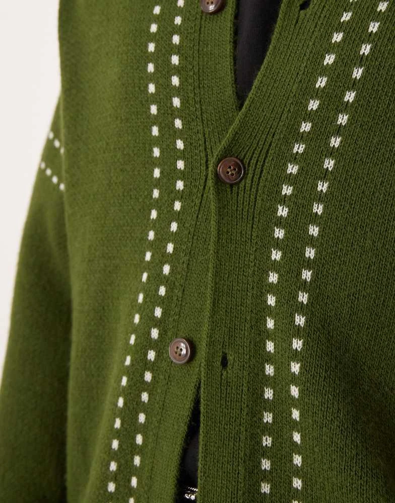 ASOS ASOS DESIGN relaxed button up knitted polo in dark green 2