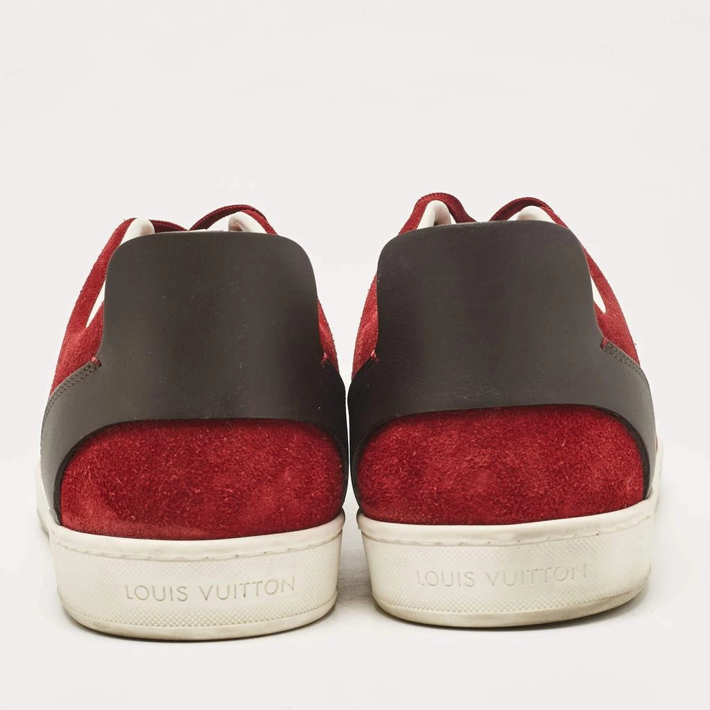 Louis Vuitton Louis Vuitton Burgundy Leather Suede Lace Up Sneakers Size 43 5