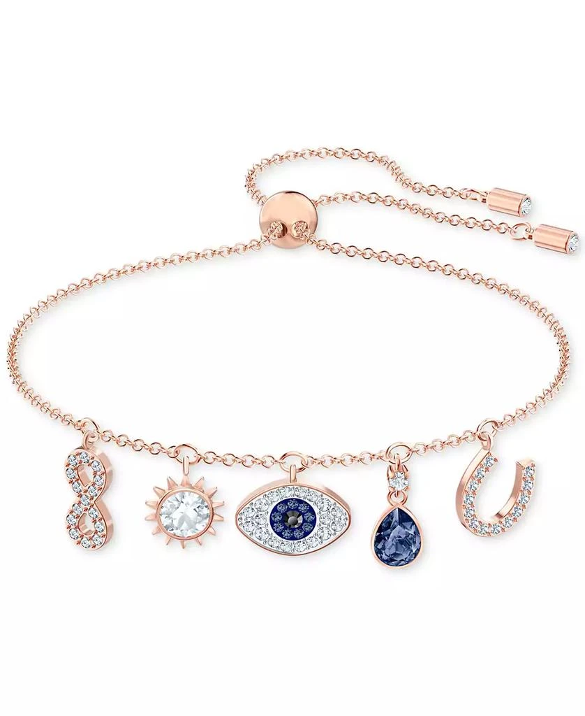 Swarovski Rose Gold-Tone Crystal Protective Charm Bolo Bracelet 1