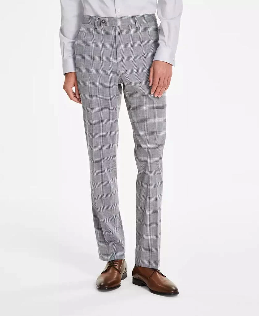 DKNY Men's Modern-Fit Black & White Plaid Suit Separate Pants 2