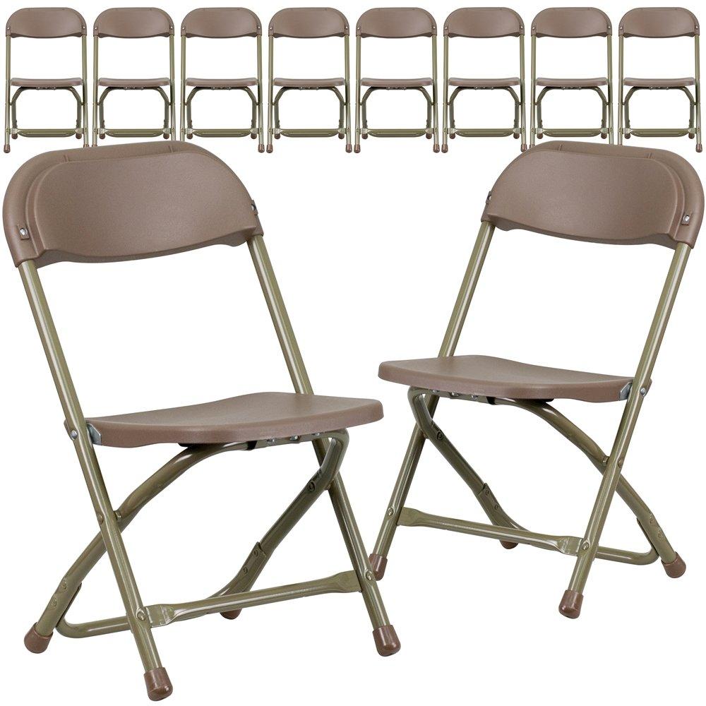Flash Furniture 10 Pk. Kids Brown Plastic Folding Chair