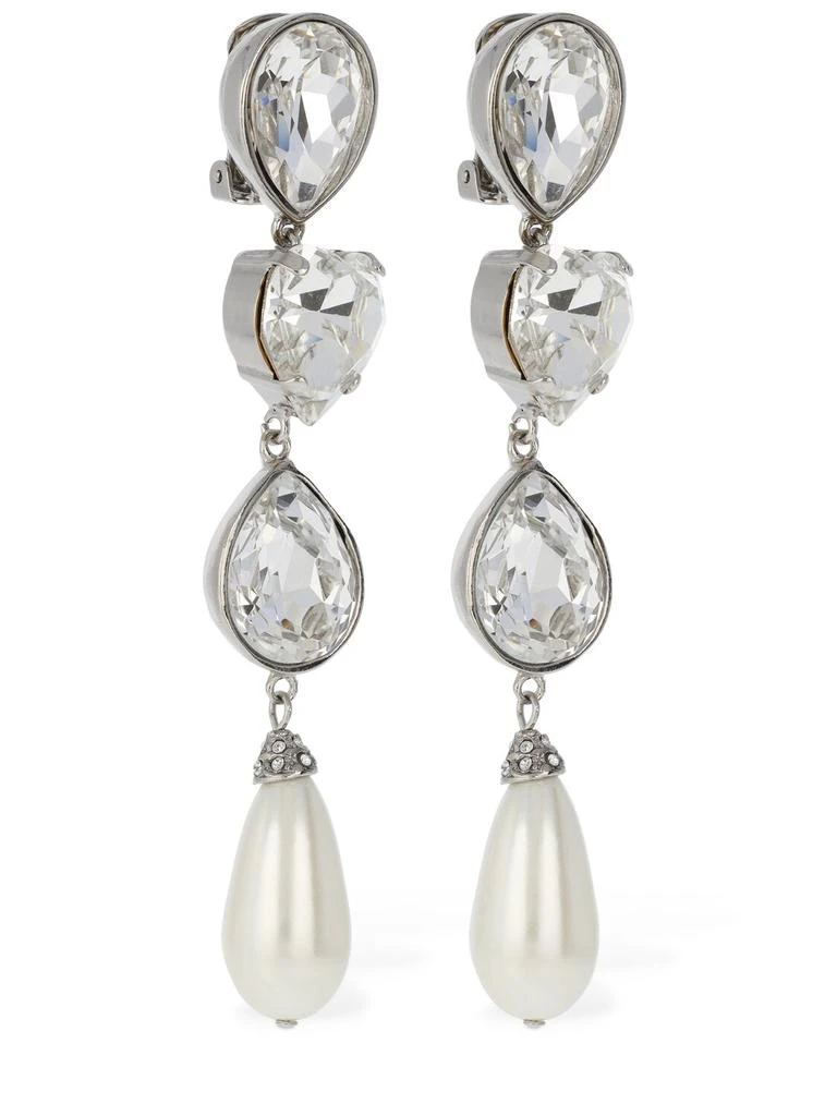 ALESSANDRA RICH Crystal Earrings W/ Faux Pearl Pendants 2