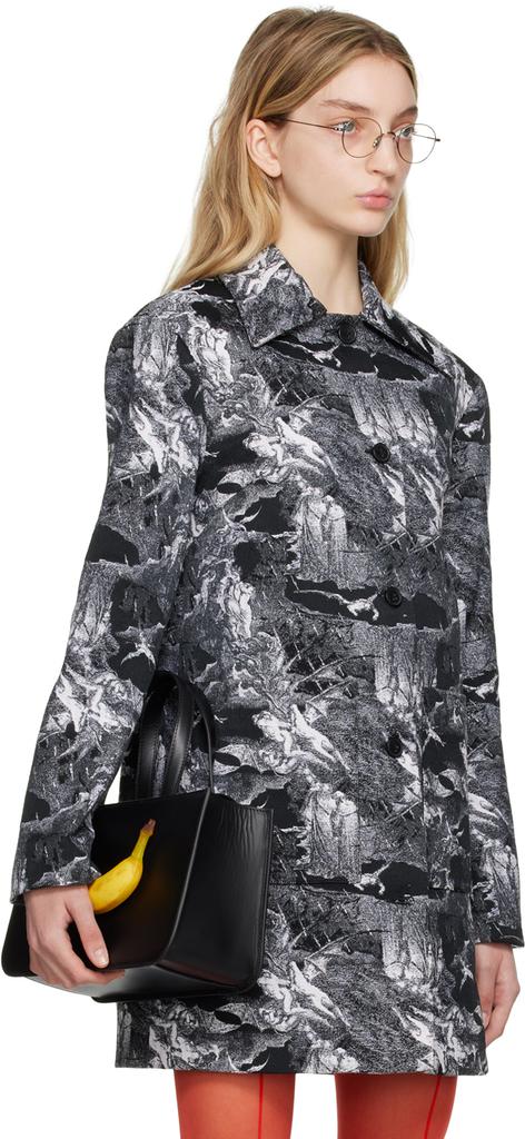 Puppets and Puppets Black & White Jacquard Coat