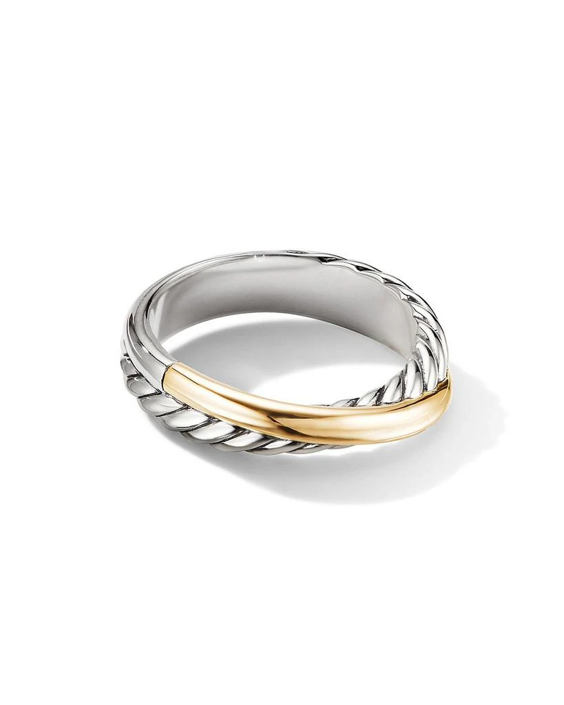 David Yurman Sterling Silver & 18K Yellow Gold Crossover Ring 1