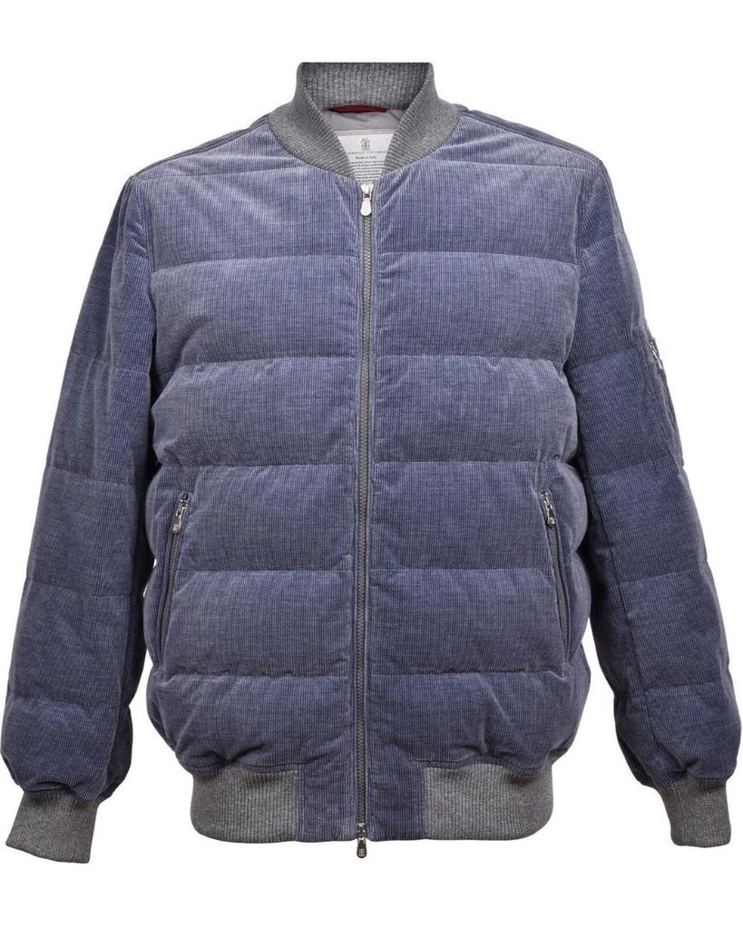 Brunello Cucinelli Mens Cashmere Bomber Jacket in Blue 1