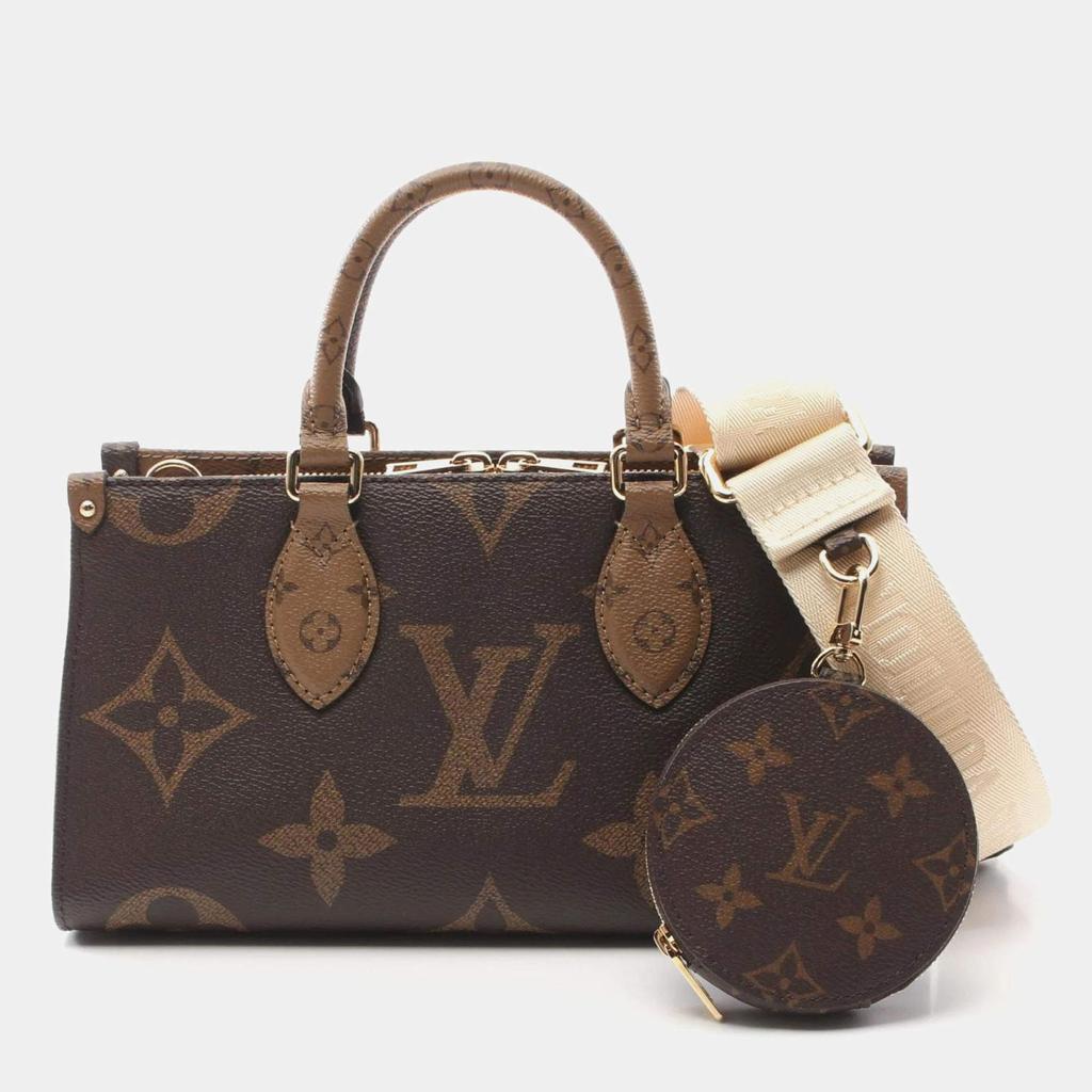 Louis Vuitton Louis Vuitton On The Go EW Brown Coated Canvas Monogram Giant Handbag