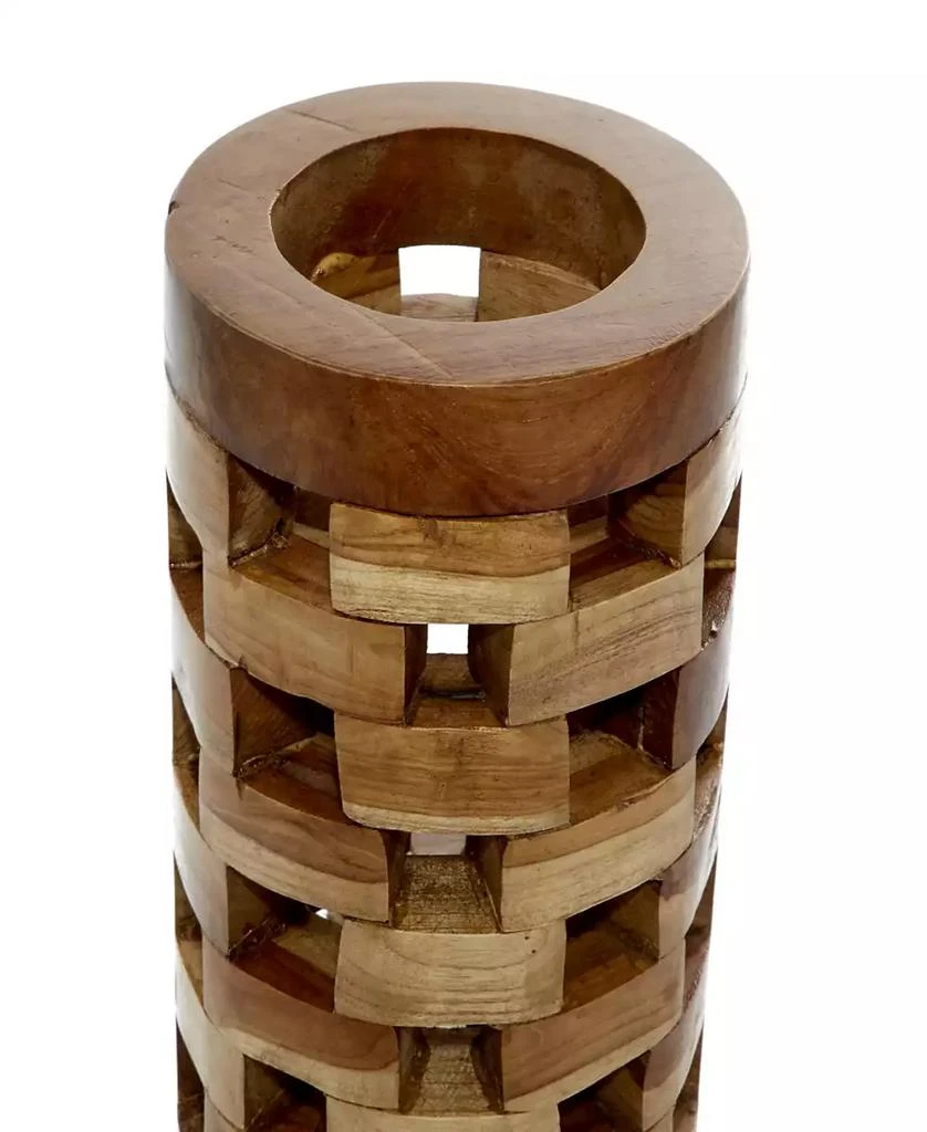 Rosemary Lane Teak Wood Contemporary Vase, Set of 2 4