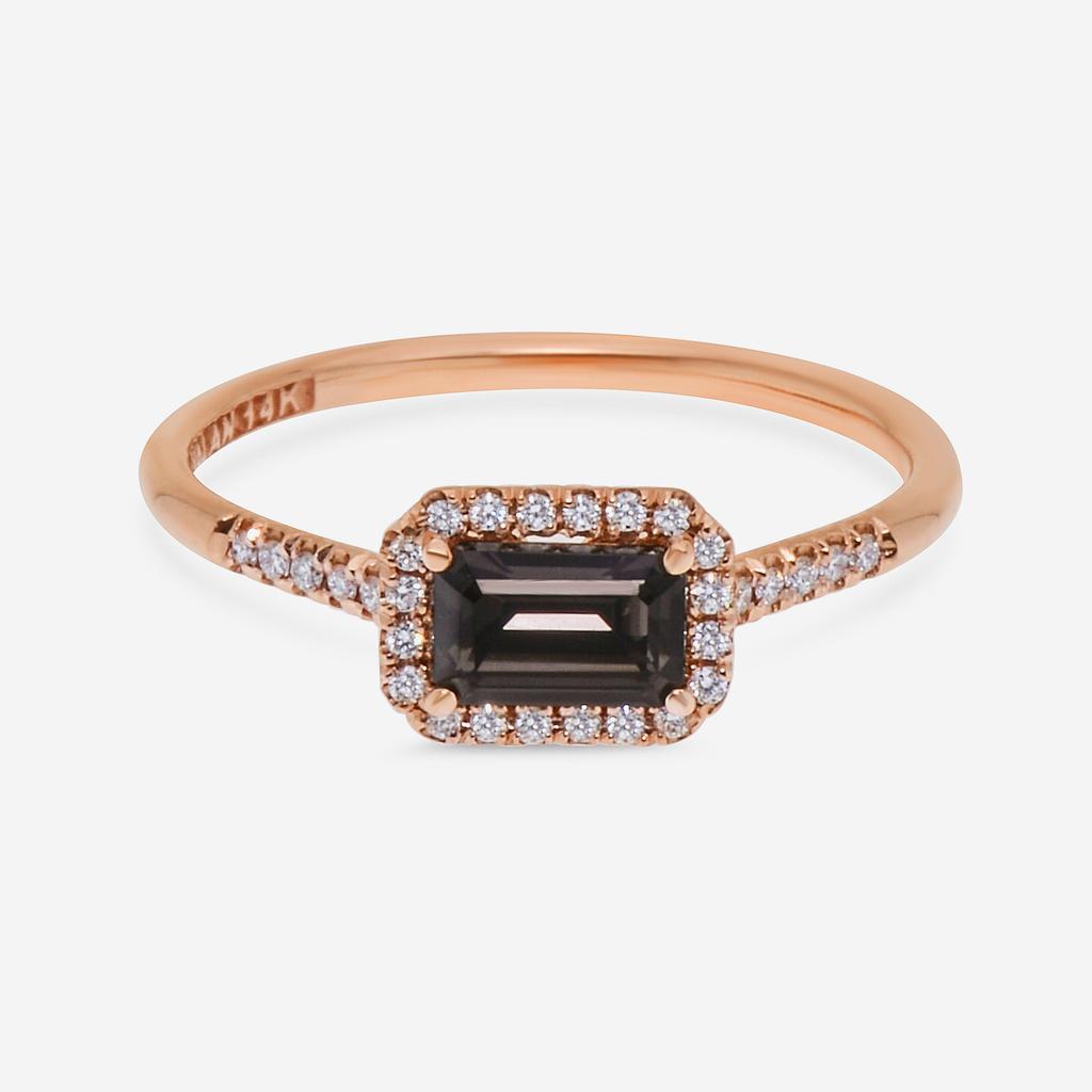 Suzanne Kalan Suzanne Kalan 14K Rose Gold Diamond and Black Night Quartz Ring sz 6.5 PR530-RGBNQ