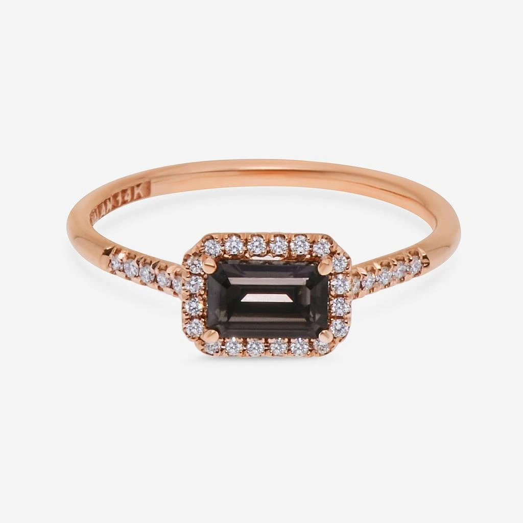 Suzanne Kalan Suzanne Kalan 14K Rose Gold Diamond and Black Night Quartz Ring sz 6.5 PR530-RGBNQ 1