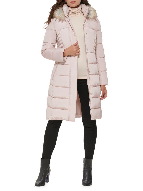 Kenneth Cole Faux Fur Trim Puffer Coat ROSE DUST XS Women s Coats Free Shipping BeyondStyle