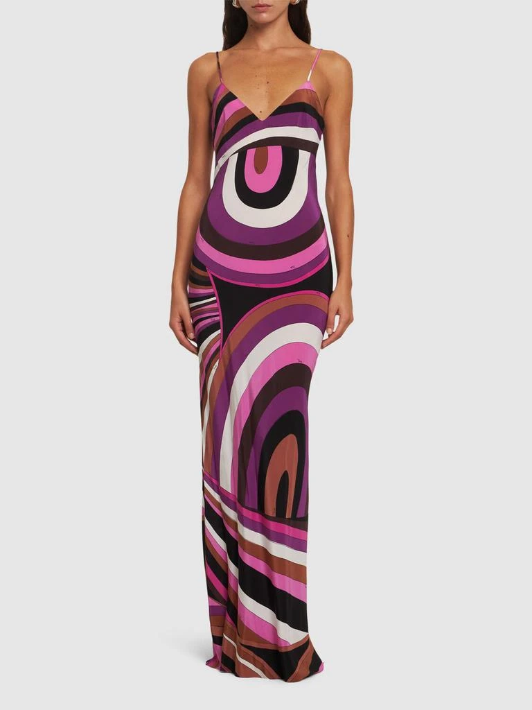PUCCI Printed Crepe De Chine Long Dress 1