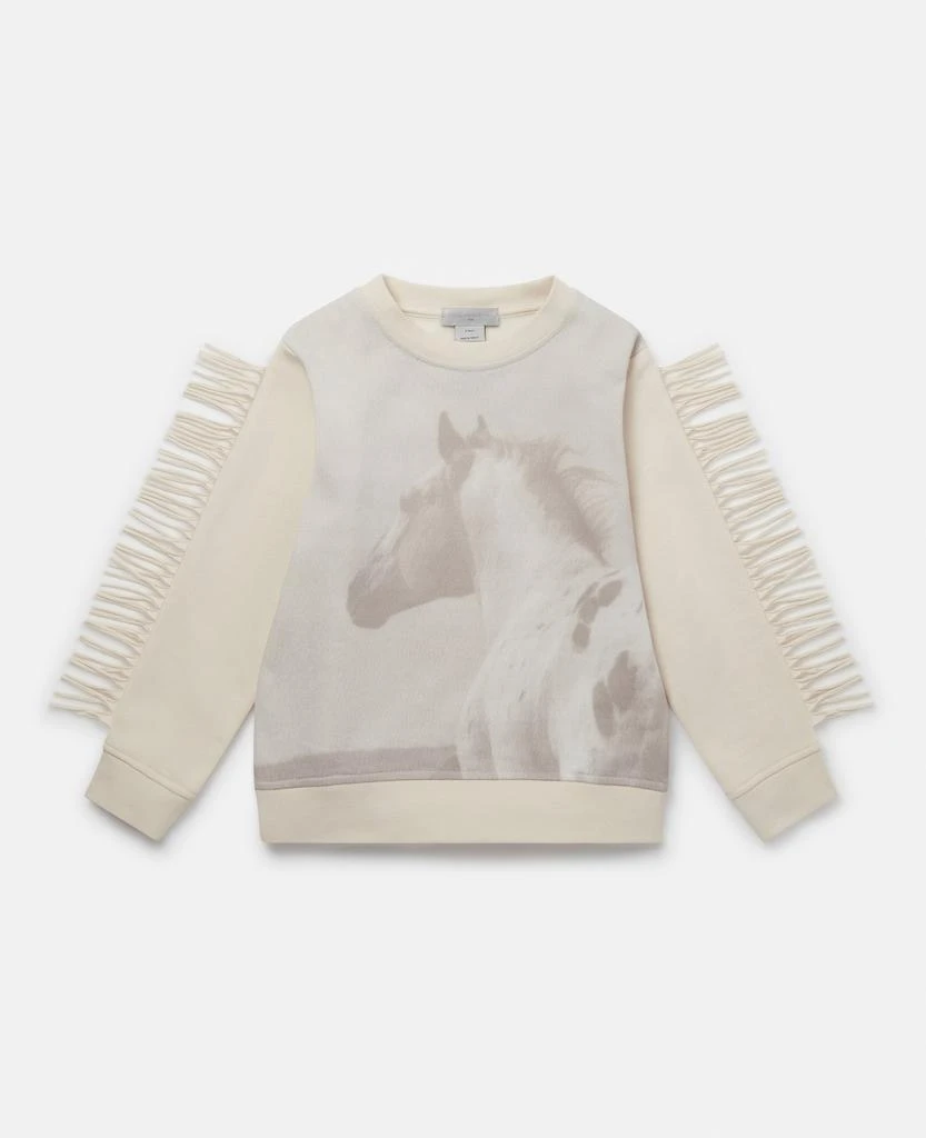 Stella McCartney Stella McCartney - Horse Graphic Fringed Sweatshirt, Woman, Grey, Size: 3 1