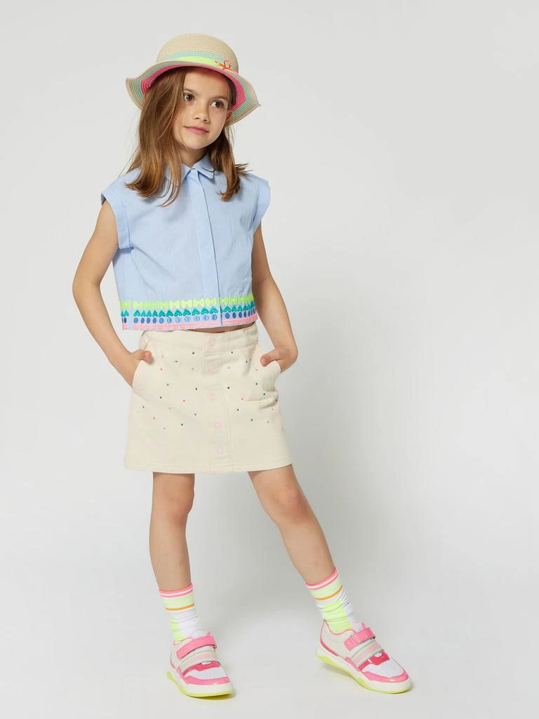 Billieblush Girls Striped Embroidered Shirt in Blue 2