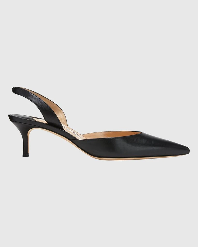 Manolo Blahnik Carolyne Leather Low-Heel Slingback Pump 1