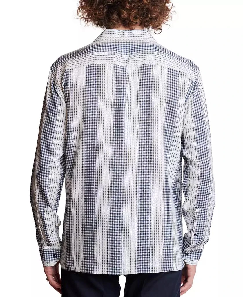 Paisley & Gray Men's Slim Fit Long Sleeve Diamond Striped Button Front Camp Shirt 4