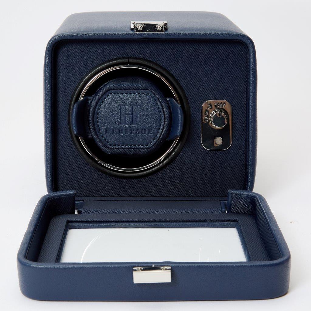 Wolf Wolf 452517 Windsor Heritage Single Navy Watch Winder With Cover