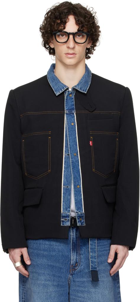 Sacai Black & Blue Levi's Edition Denim & Matelasse Twill