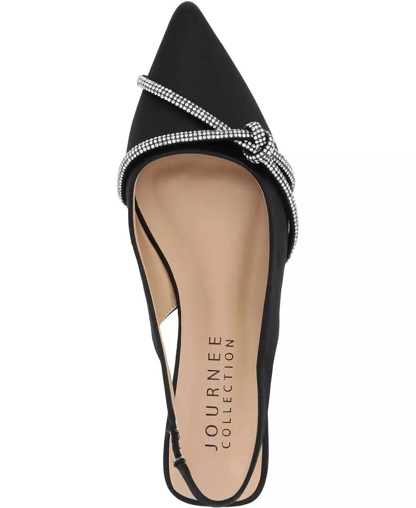 Journee Collection Women's Rebbel Rhinestone Knot Slingback Flats 4